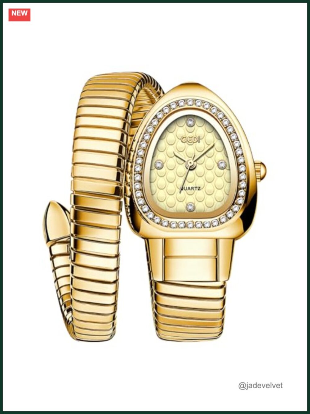 Snake Bracelet Watch Women Gold Plated Quartz Cuff Bangle Dress Wristwatch